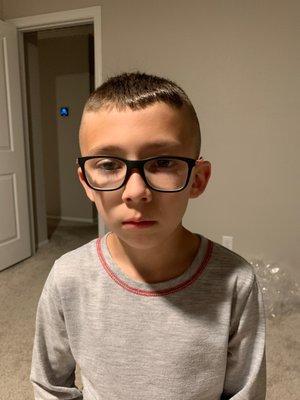 My sons hair cut.