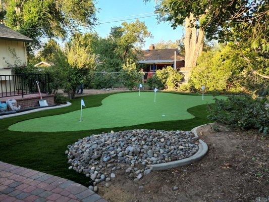 A gold course we installed in clients backyard.