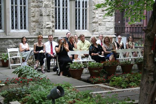 guests sitting in the garden