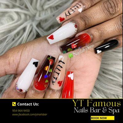 Check out these beautiful nails done by our team at YT Famous Nails Bar & Spa!
  Please find us at 6721 Taft St Hollywood, FL 33024.