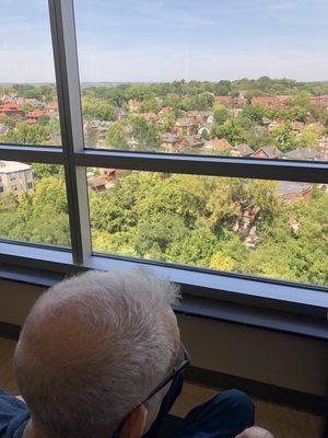 Dad has a view to enjoy for this visit.