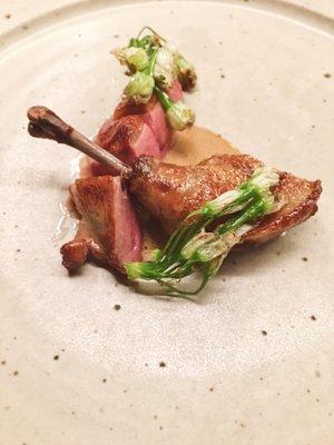 SQUAB. Foie Gras. Flowering Onion.