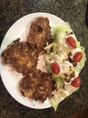 Crab cakes and a wedge salad