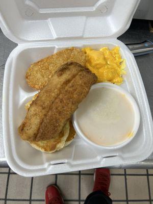 Fish and cheese grits