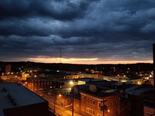 Morning Sunrise from Catbird Rooftop Terrace, Farmville, VA