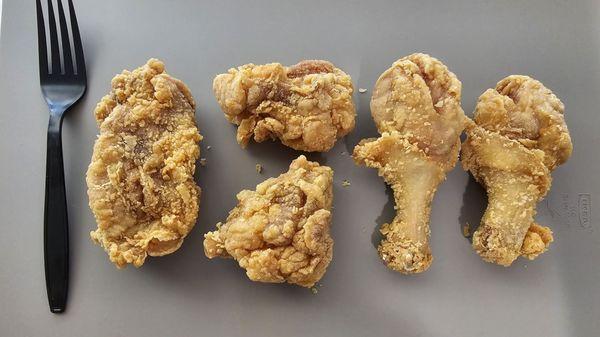 Size of Original Fried Chicken (supposed to be two drumsticks and three thighs)