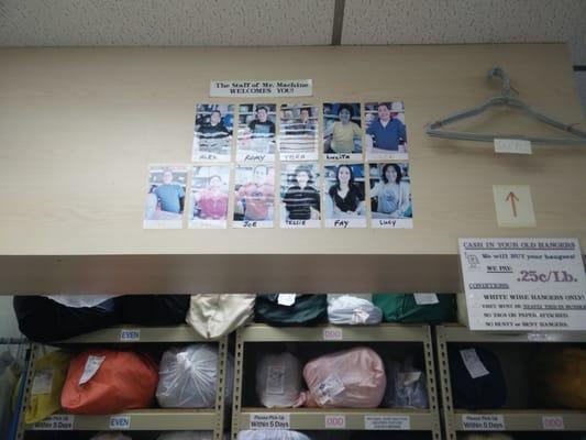 These are the pictures of the employees and their names. The one that "helped" me was Lucita and Alex did my laundry.