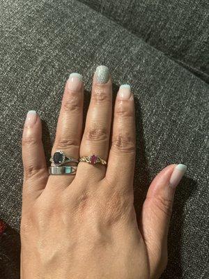 Mint green French tips and silver