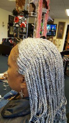 Gray hair cornrows ,boxbraids,