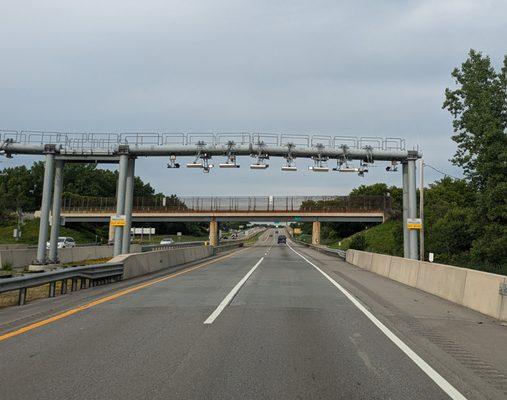 A transponder gantry on the Thruway