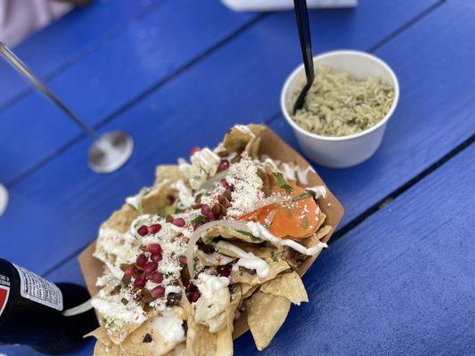 Deluxe Nachos - add carne asada; Herby Rice