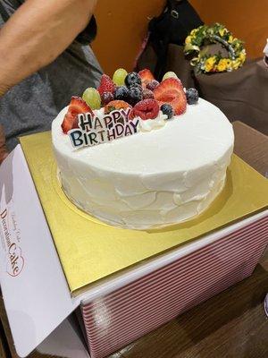 Fruit cake, lady said it had strawberries inside but it had random fruits