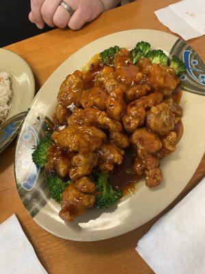 General Tsos Chicken. Comes with rice.