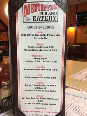 Daily specials