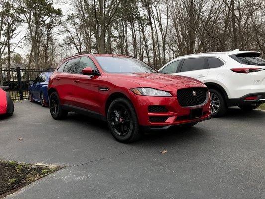 Jaguar F-Pace Italian Racing Red with Black Package and Black Wheels.