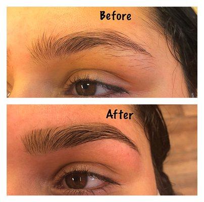 Eyebrow threading and tinting