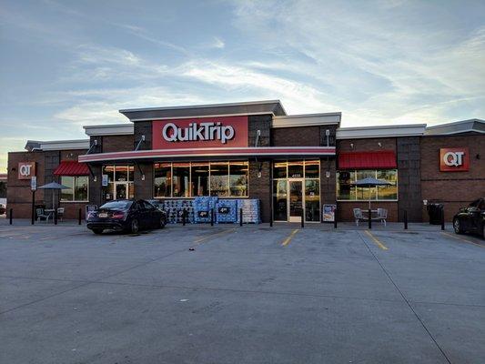 Outside the convenience store. Storefront. Entrance.