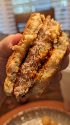 Look at the cross cut of this tenderloin biscuit! What a delicious CHONKER.