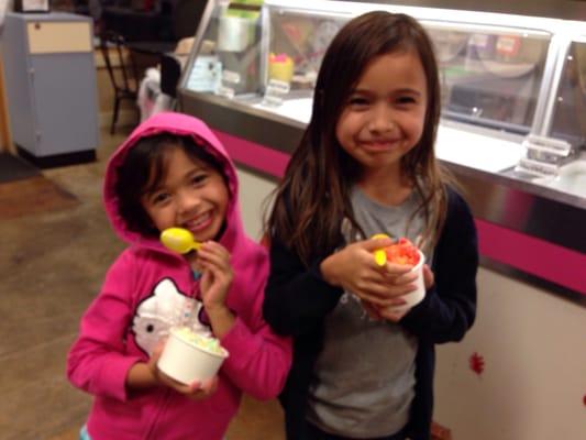 They're exploring ice cream...typically they're my cookies n cream kind of girls!!!