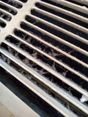 Close up of very dusty air vent in post surgery room.