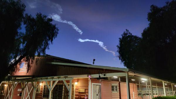 One of the barns after a Space X launch. Thought the light was cool.