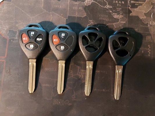 We replace broken remote key shells. Its extremely common for Toyota and Honda remote head keys to crack. We have replacement shells.