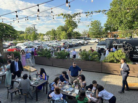 Patio area with food truck