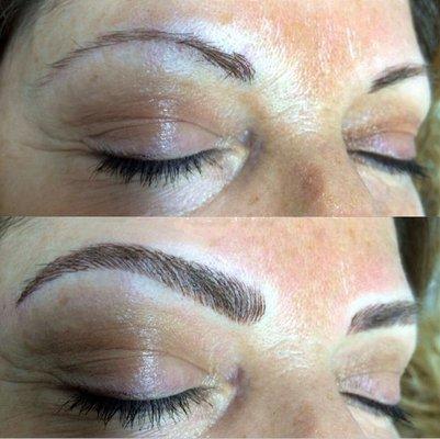 Before and after microblading! My mom was so happy!