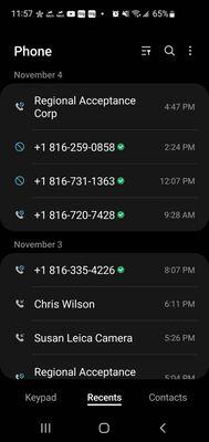 Call log without a call from the clinic. They claimed they made attempts to call me in their response on google.