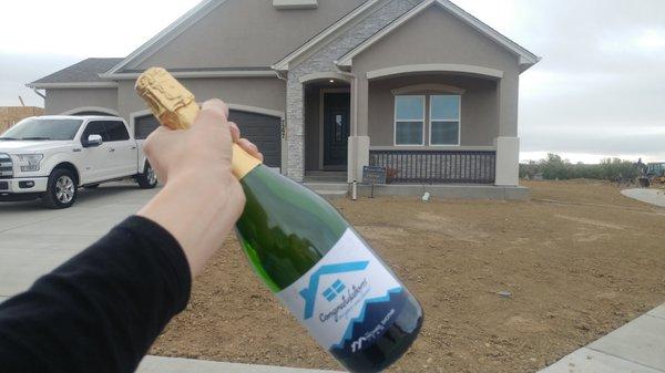 Cheers! To the Wigners who closed on their new build in Colorado Springs! We just had to hand deliver champagne to their new place