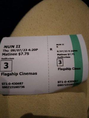 The Nun II ticket stub