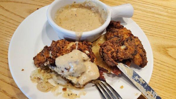 Chicken tenders and biscuits gravy