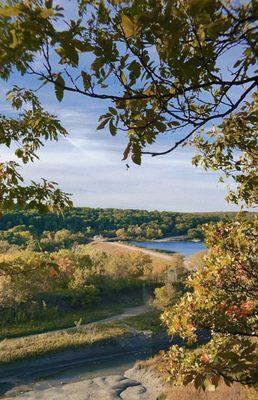 The trail we were on came to an opening through the trees, where lake Bixhoma can be seen.