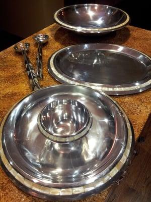 Stainless Steel & Mother of Pearl Serveware!!!  At a bargain price of $6.99 each!!!  UNBELIEVABLE DEAL!!!