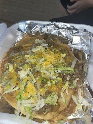 Indian taco with green chile