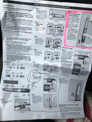 Pharmacist printed and circled this step in pink after arguing I didn't need to check needle flow.  Total dick and missed these steps.