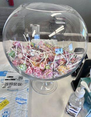 Lollipops at the counter!