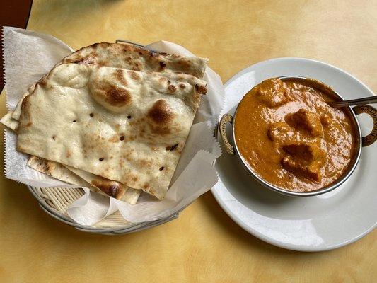 Butter naan and chicken tikka masala