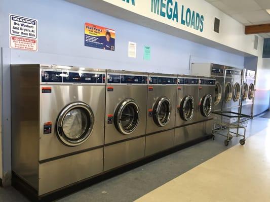 These are the mega-sized machines. $5 for a 25 minute wash cycle.