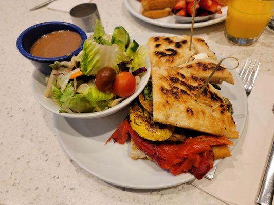 Grilled vegetable panini + side salad