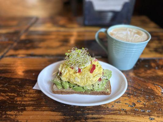 Avocado toast and Latte