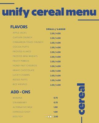 Cereal Menu