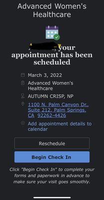 This is the appointment reminder. Do you see a time?? I don't.