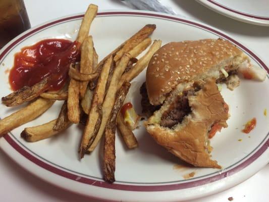 Bacon cheese burger & fries.