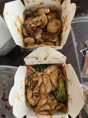 Chicken and brocccoli Mushroom and beef