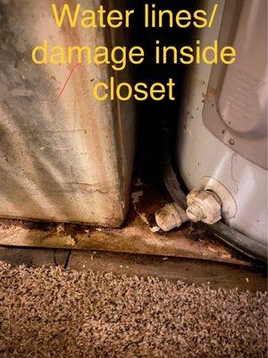 Water damage in closet