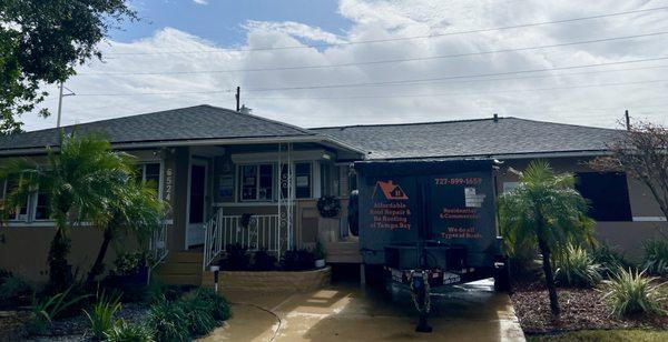 Previous storm damaged roof replaced with Atlas Shingles