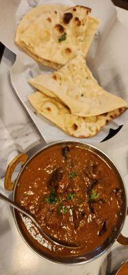 Mutton curry and garlic nan