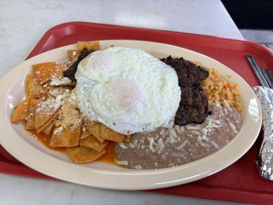 Steak Chilaquiles about $13