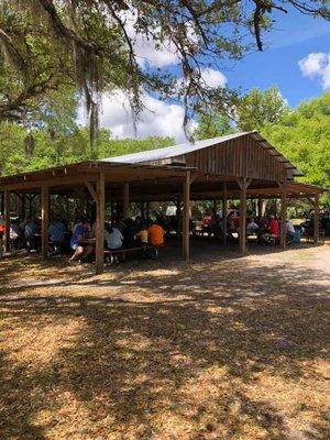 40x60 covered pavillion with enclosed bathrooms